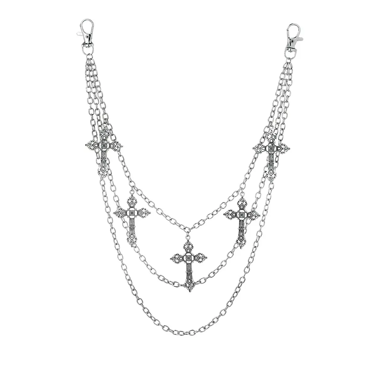 Punk Style Waist Chain For Party Adjustable Cross Layered Jeans Chain Men Fashion Pants Accessory Trendy All Match Exquisite Birthday Gift Body Jewelry