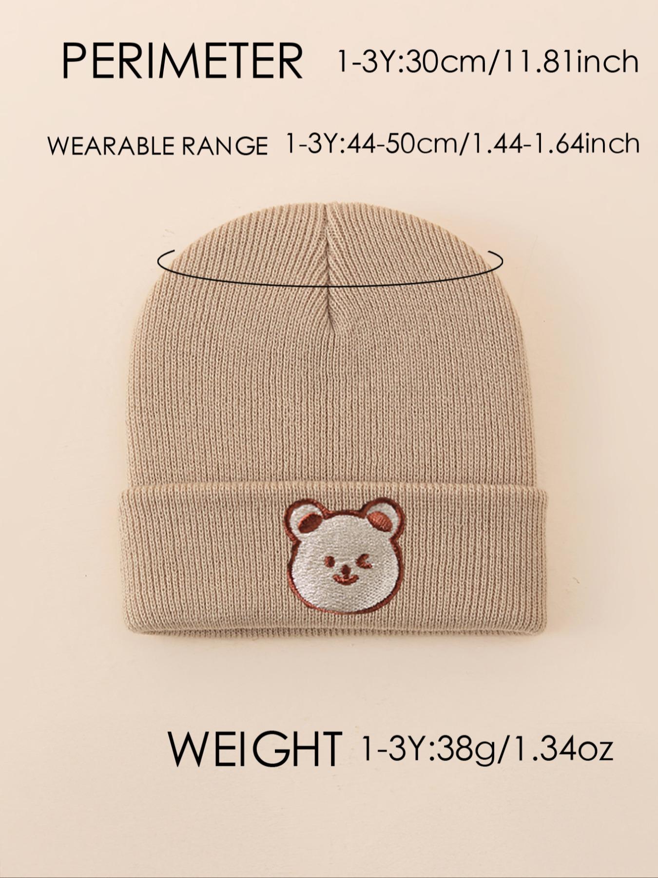 Baby Bear Embroidered Knit Hat for Newborns & Toddlers, Warm Winter Beanie for Outdoor Use, Casual Daily Commute Cap
