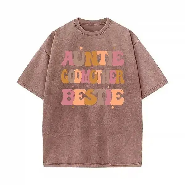 Washed T-Shirt for Aunt – Best Auntie, Godmother Announcement, Favorite Aunt, Cute Gift for Her, Best Friend Aunt Tee