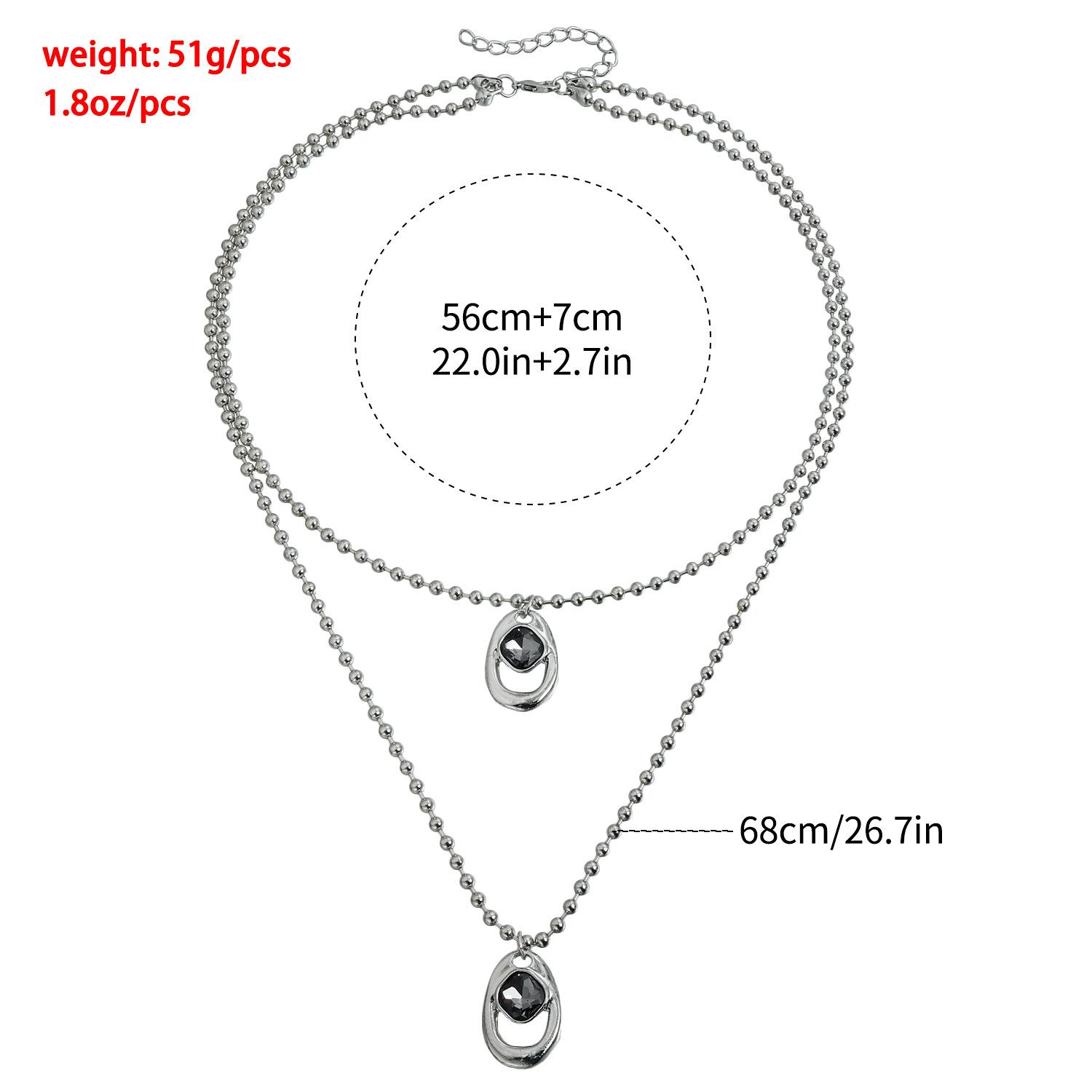 Statement Y Drop Lariat Necklaces for Women Chunky Silver Heavy Metal Chain Black Crystal Rhinestone Pendant Punk Goth Party Dress Everyday Streetwear Trendy Jewelry Gifts