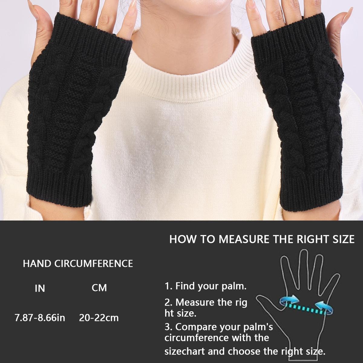 Knitted Half-finger Gloves for Women, 1 Pair Casual Outdoor Sports Fingerless Warm Hand Made Gloves for Autumn and Winter, Unisex, Gloves for Cold Weather
