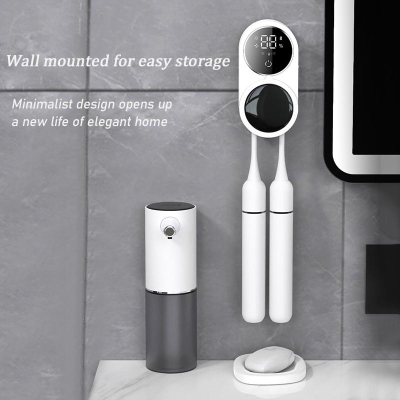 Wall Mounted Toothbrush Sterilizer, Rechargeable Toothbrush Holder, Toothbrush Cleaner with LED Smart Screen, Personal Care Appliances, Bathroom Accessory