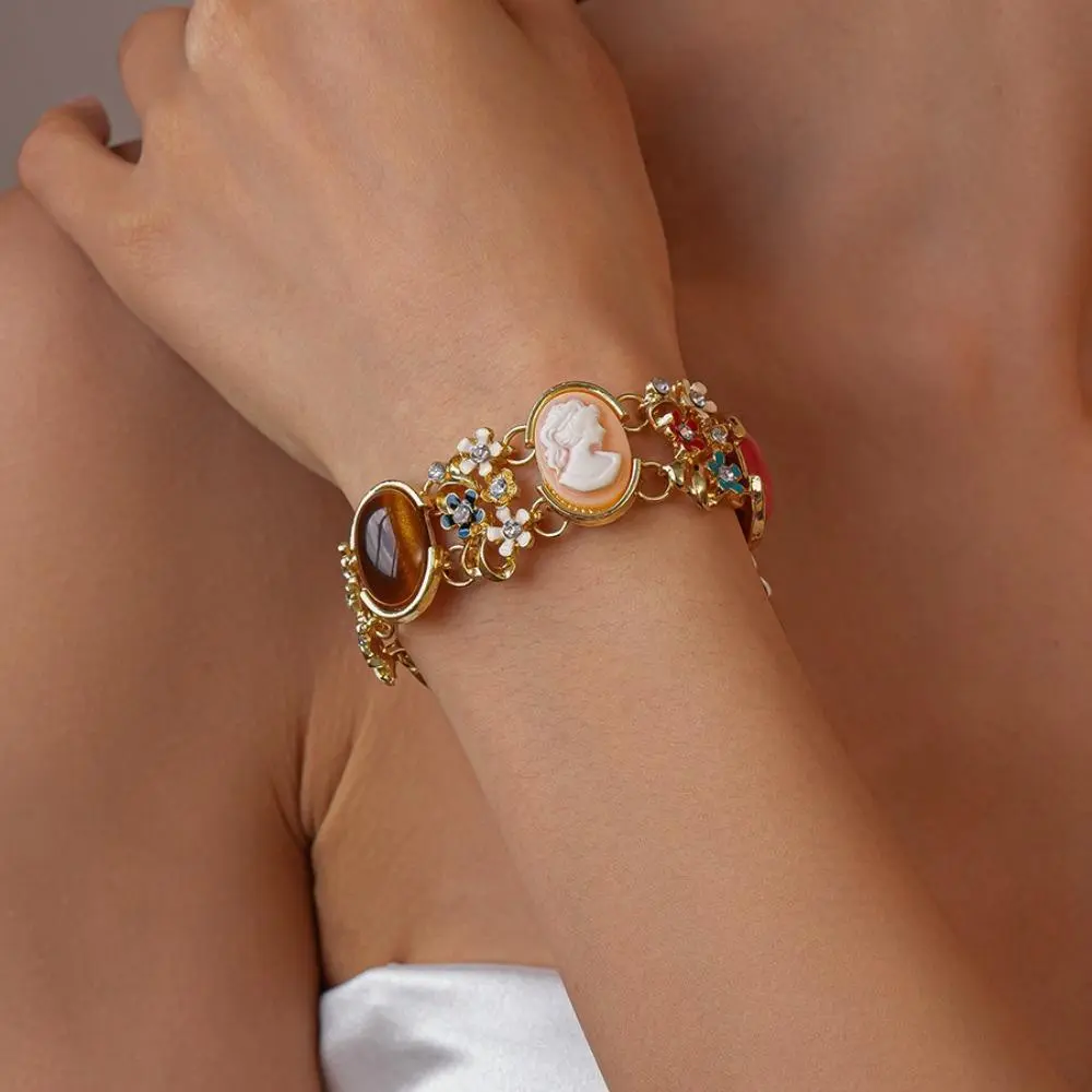 Chunky Rhinestone Embellished Bracelet-Bangles - Edgy Floral Minimalist Y2K Statement Cuff, 33.8g Casual Daily Festival Fit Unisex Streetwear Costume Jewelry for Women & Men