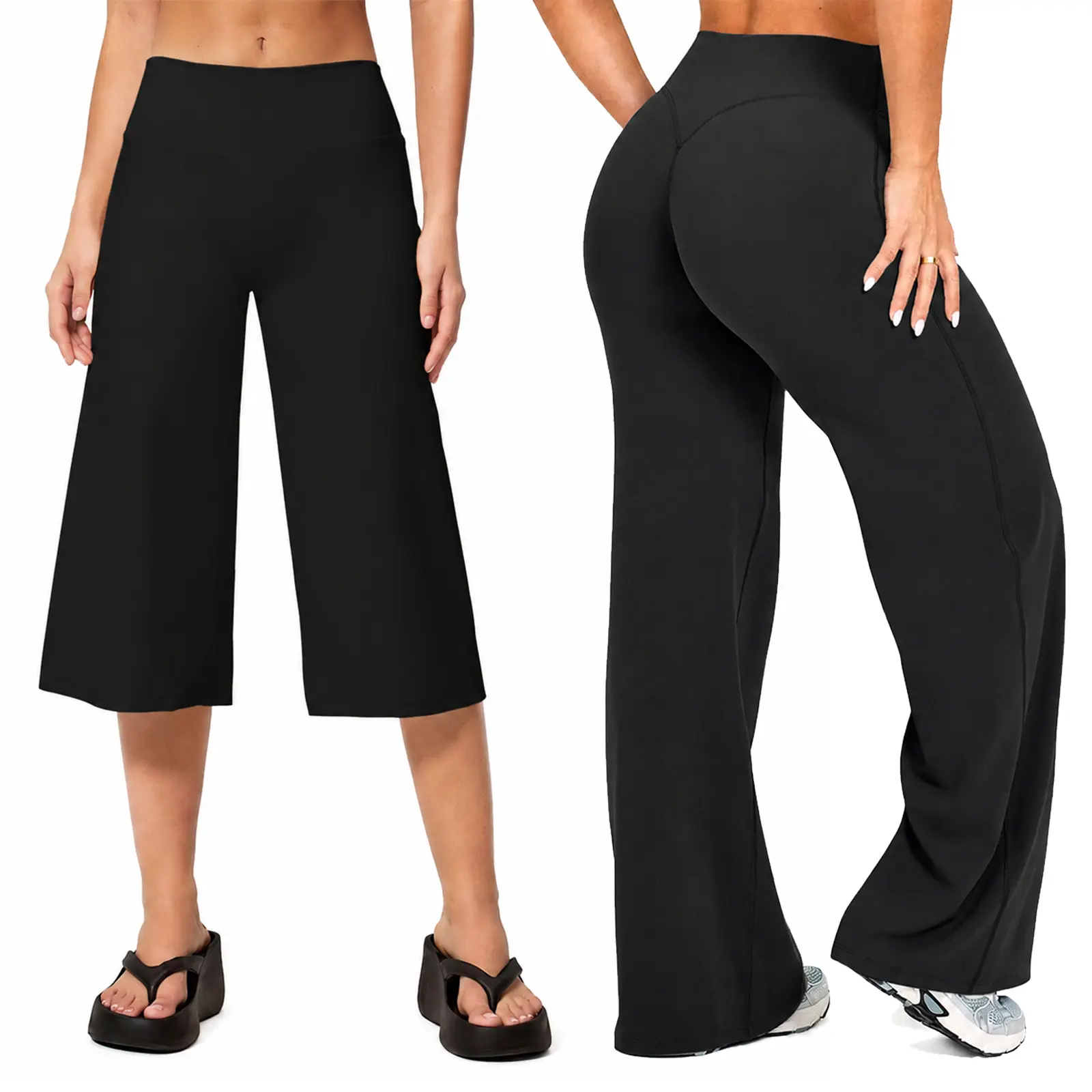 JGS1996 Women‘s Casual Pants No Front Seam Straight Leggings High Waist Loose - Comfortable and Elastic Loose Pants with Stretchy Material - Straight Leg Hem Black Womenswear