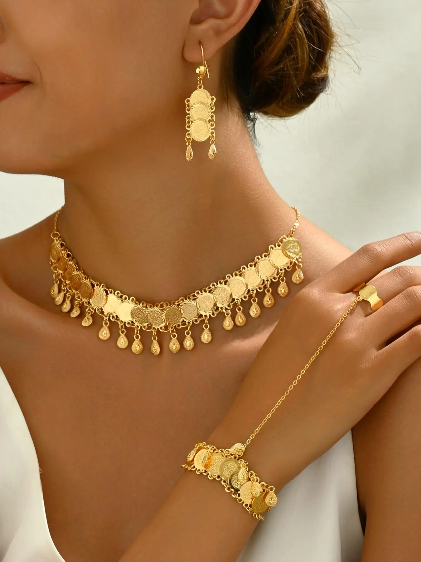 Women's Elegant Fashion Jewelry Set, Casual Trendy Pendant Necklace & Dangle Earrings & Bracelet, Necklace And Earring Set, Necklaces Earrings Set, Fashion Accessories for Party & Daily Clothing Decor, Fashionable Jewelry Set