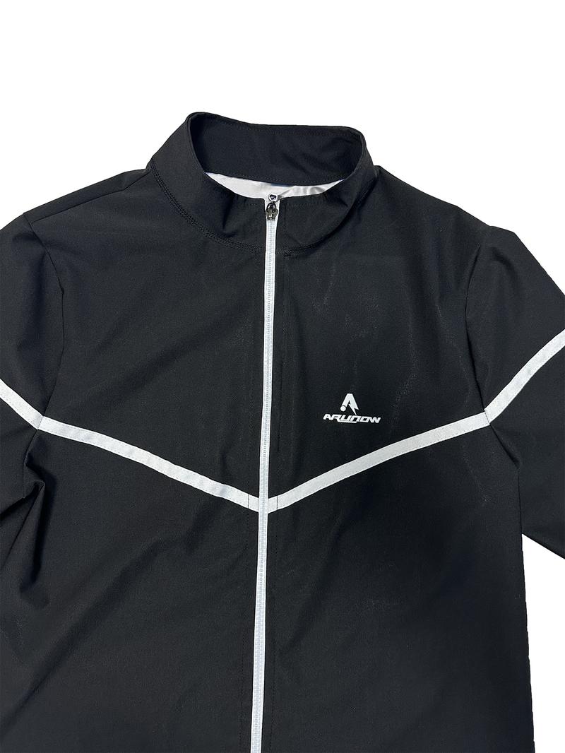 Men's Letter Print Zipper Sauna Top, Long Sleeve Funnel Neck Zip Up Sports Top, Casual Sportswear Clothing for Indoor Outdoor Wear, Sports Outerwear