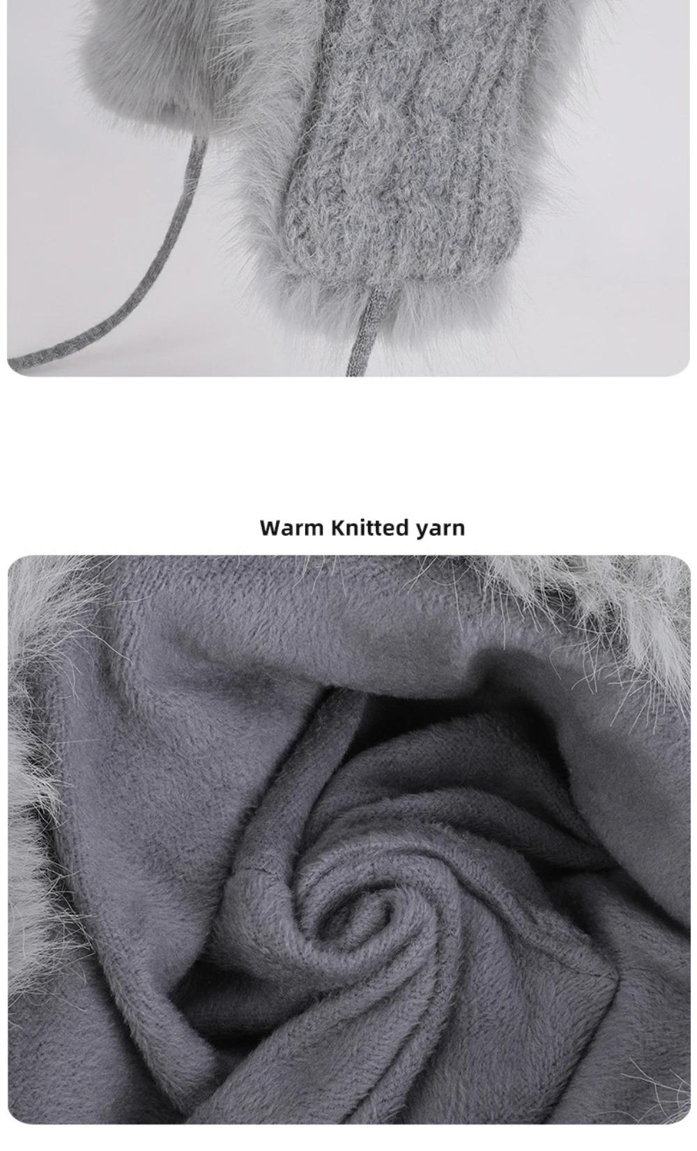 HT4895 Russian Hat New Thick Warm Fluffy Fur Hat Knitted Snow Ski Trapper Earflap Cap Women Winter Hat Ushanka Female Bomber Hat