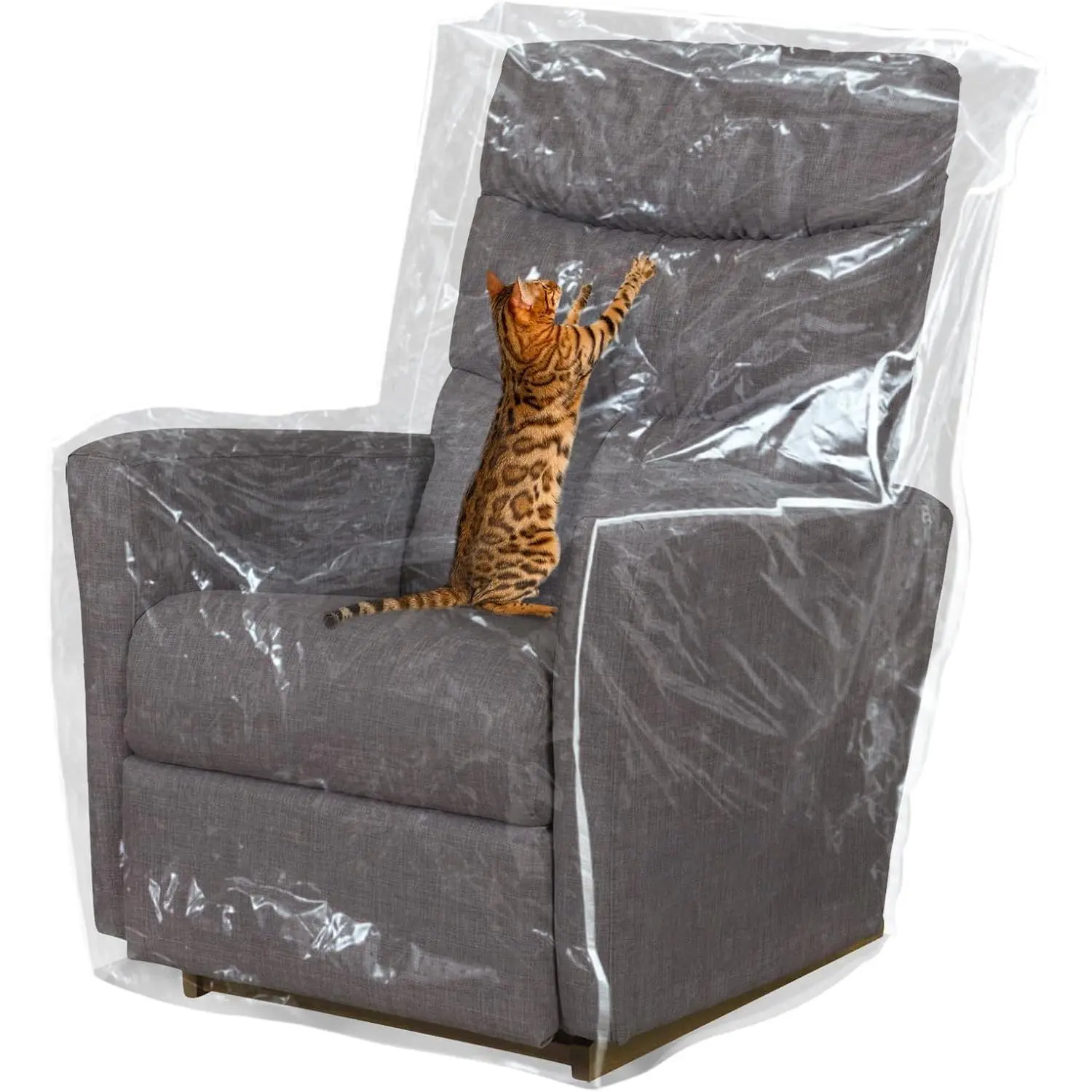 1.5mm Thickened Plastic Armchair Recliner Cover - Heavy Duty Clear Vinyl Living Room Chair Slipcover, Prevents Dogs Cats Pets Scratching, Waterproof Dustproof