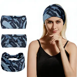 1pc Shark - Patterned Elastic Wide Hair Tie, Breathable and - Absorbent Polyester, Soft Knotted Headband Style Men and Women, Suitable Yoga/Running/Cycling, All - Season Stylish Hair Accessory