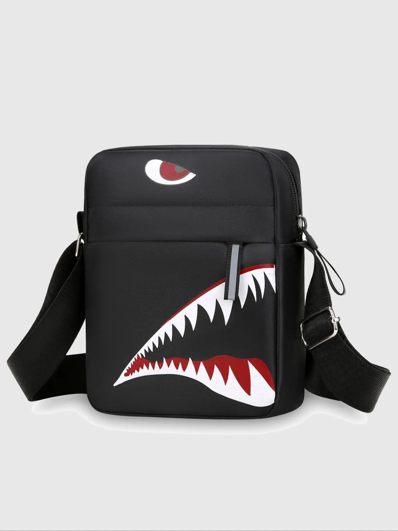 Men's Shoulder Bag Crossbody Backpack Cartoon Casual Shark Pattern Small Square Bag Single Shoulder Bag Lightweight Gift Fashion Crossbody Bag
