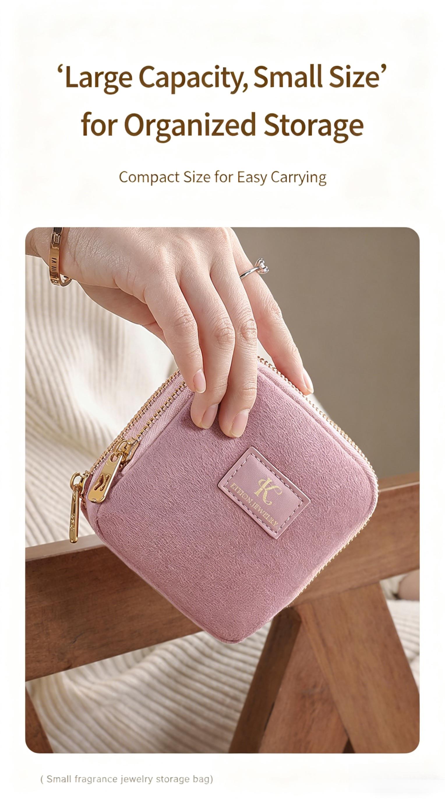 Double-Layer Velvet Travel Jewelry Box, Portable Mini Jewelry Organizer Case for Earrings, Necklaces, Bracelets, Anti-Tarnish Storage Bag for Travel & Daily Use  lala gift for sister