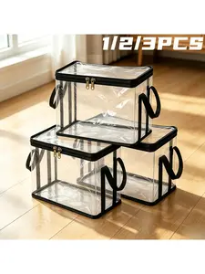 Hinged Lid Clear Plastic Storage Box, Clear Storage Bin, Large Thick Heavy Duty High Capacity Organizer for Home Camping Travel Attic Moving