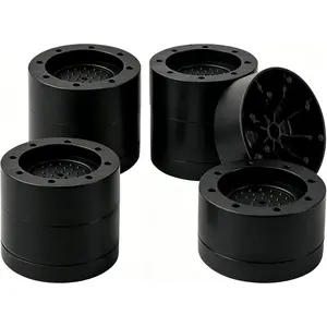 Adjustable Heavy Duty Bed Risers 2 Inch Height Lift, Round Bed Lifts for Desk Table Couch Chair Sofa, Set of 4, Black