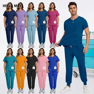 Medical Accessories Women Mens Scrubs Top Jogging Pants Set Doctor Nurse Quick Dry Workwear Breathable Stretch Clinical Clothing