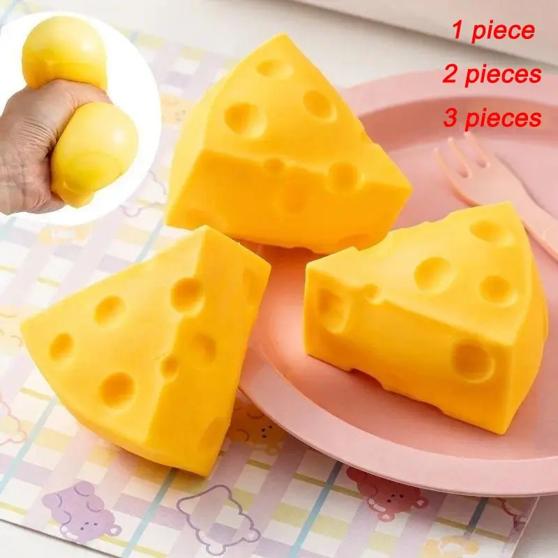 Simulation Cheese Squishy Toys Stress Relief Triangular Cheese Squishy Toy Slow Rising Sensory Squeeze Toy Birthday Party Favors Sensory Stress Reliever Squishies Cheese