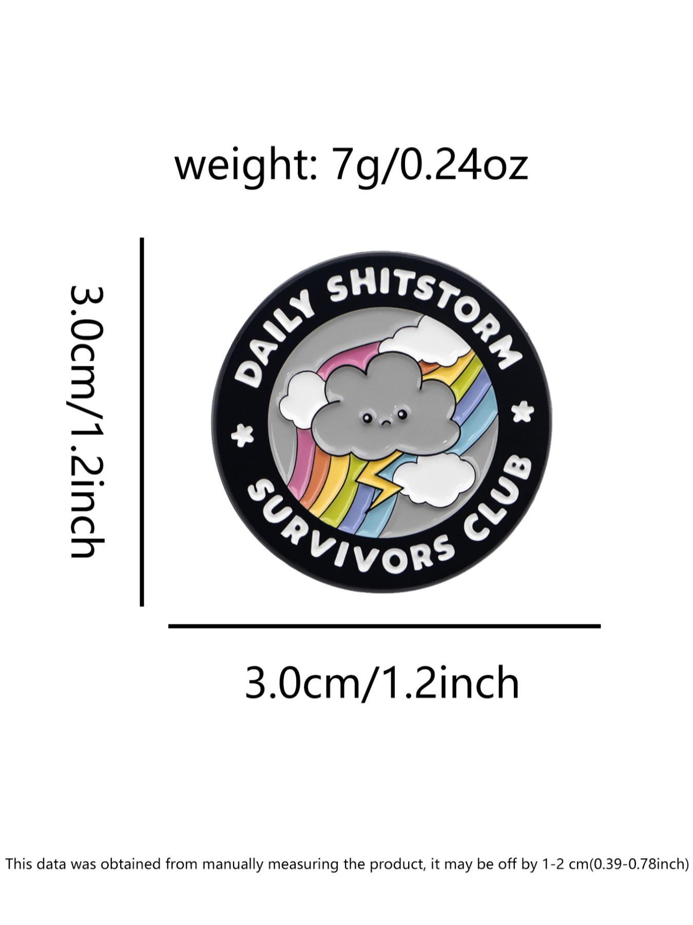 Rainbow Cloud Brooch, Daily Shitstorm Survivors Club, Humor Style, Lightning Rainbow Design, Stress Relief, Office Backpack Accessory