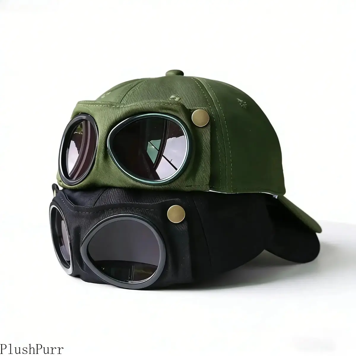 Korean Pilot Plain Baseball Cap with Built-In Shades, Flip-Up Sunglasses, Unisex Spring-Summer Fashion Bag Accessory, TikTok Shop Back to School Item