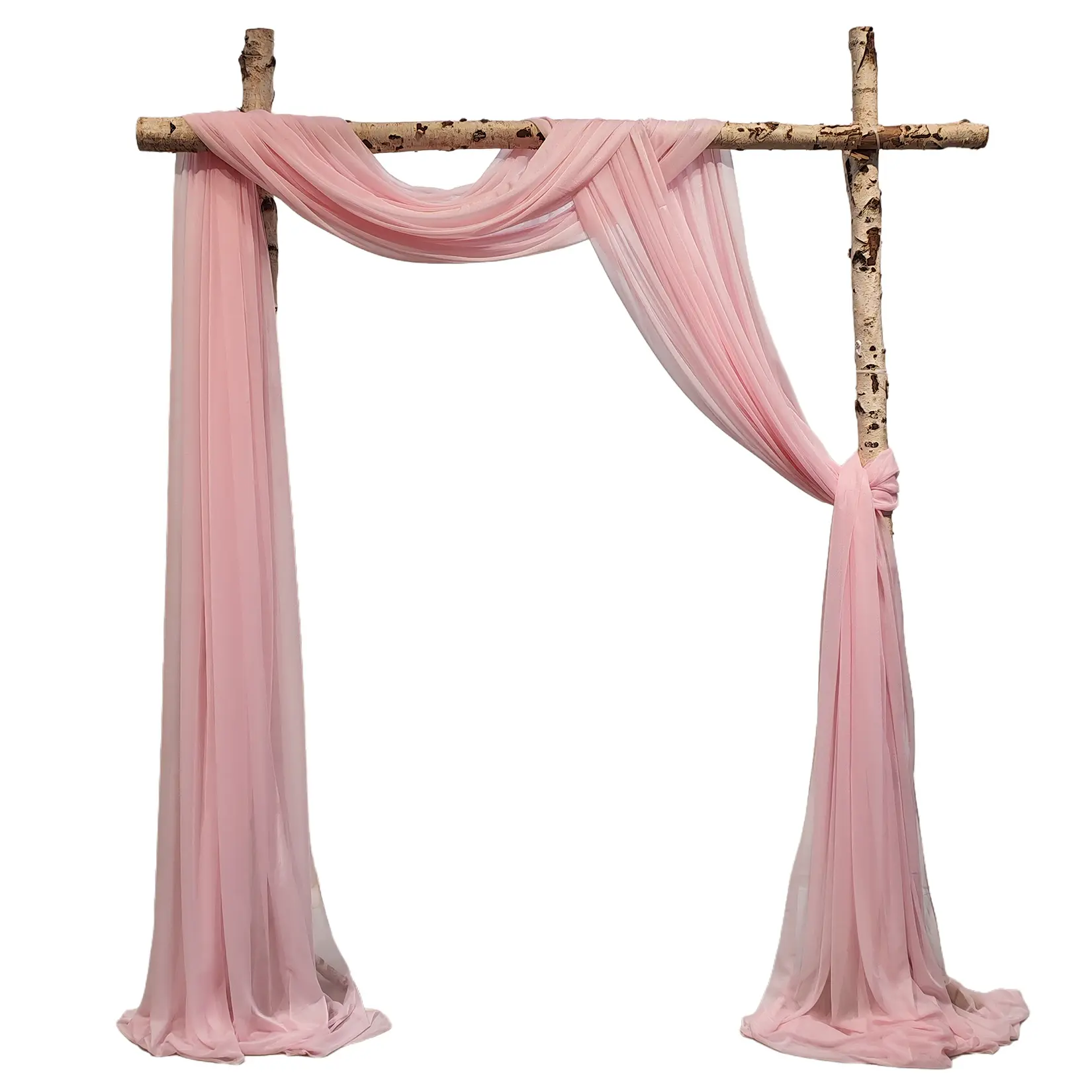 2.5x19.5ft Sheer Chiffon Drapery Fabric, Elegant 3-Panel Wedding Arch Swag for Indoor Outdoor Ceremony and Party Backdrop Decoration