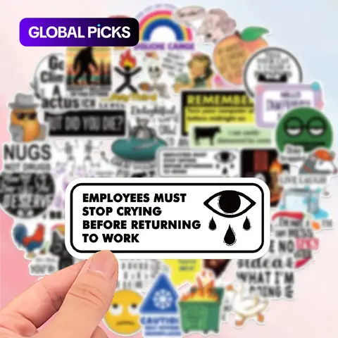 Humorous Vinyl Stickers, 50pcs Reusable Work Stickers, Funny Stickers for Laptop, Luggage & Notebook, Fun Stickers, Sticker Packs #GLOBAL PICKS
