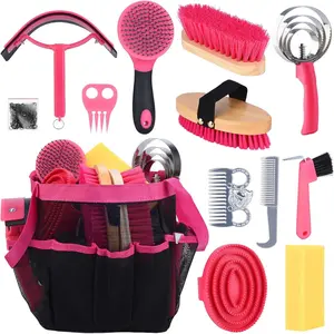 Horse Grooming Kit 13 Piece, Horse Brushes for Grooming Supplies with Tote Bag, Horses Tack Brush Set for Effective Grooming and Cleaning