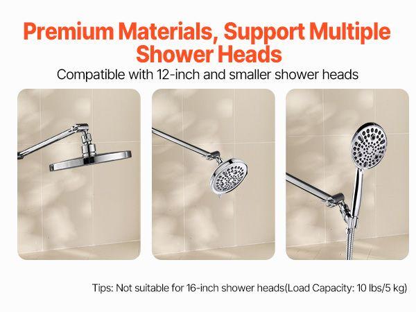 VEVOR Shower Head Extension Arm Extender 11 in Adjustable Angle Height G1/2 Universal VEVOR Shower Head Extension Arm Extender 11 in Adjustable Angle Height G1/2 Universal
