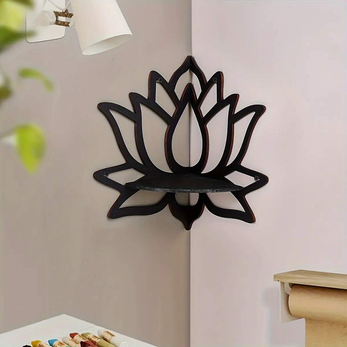 Creative Lotus and Butterfly Wall Shelf, Wooden Candle Holder Decor, Lotus and Butterfly, Holiday Wall Decoration, Home Decor Item