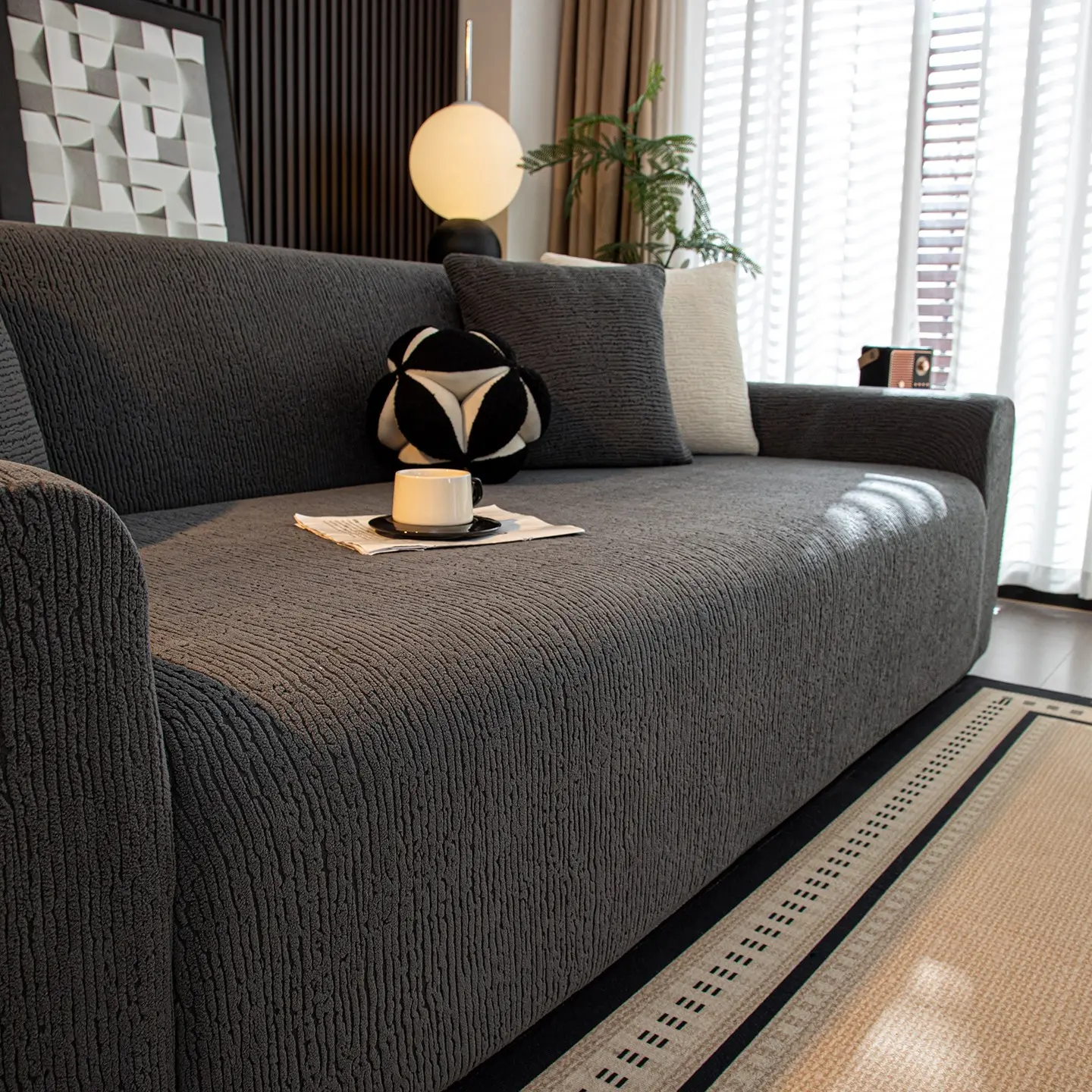 Folded Texture Full Cover Sofa Set, Anti-Scratch Universal Sofa Cover, Elastic Sofa Protector, Stretchable Sofa Cover, Vintage Furniture Renewal Cloth