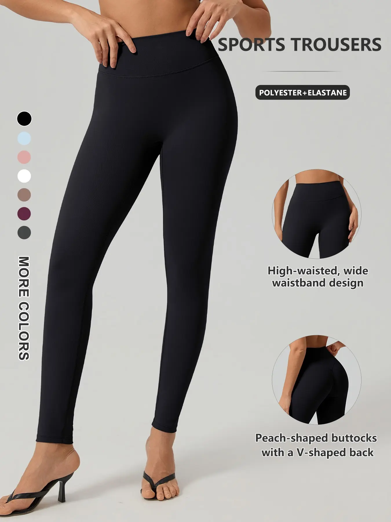 Women's High-Waisted Yoga Leggings, Activewear for Fitness, Quick-Dry Breathable Workout Pants, Elegant Plain Design, All-Season Compression Wear, High Waists Leggings, Female Gym Clothes