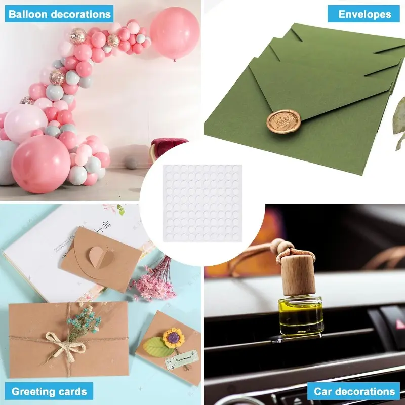 Double-sided transparent adhesive dots, clear adhesive, transparent tape stickers, circular adhesive acrylic suction cups, removable and trace-free wall putty, suitable for hanging photos, pictures and posters.