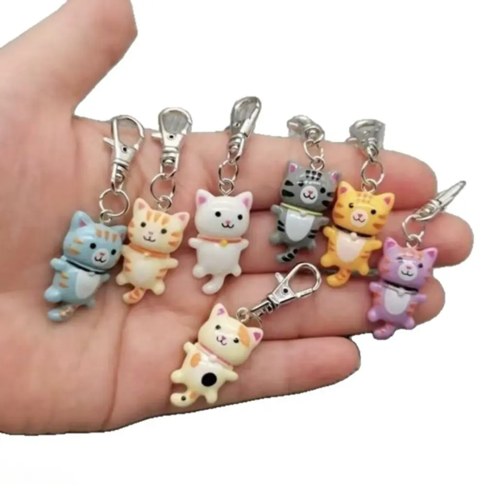 Minimalist Lucky Cat Resin Keychain Set for DIY Crafts, Scratch-Proof Solid Pendants with a Blank Surface for Painting and Bag Charms, Charm, Split Ring