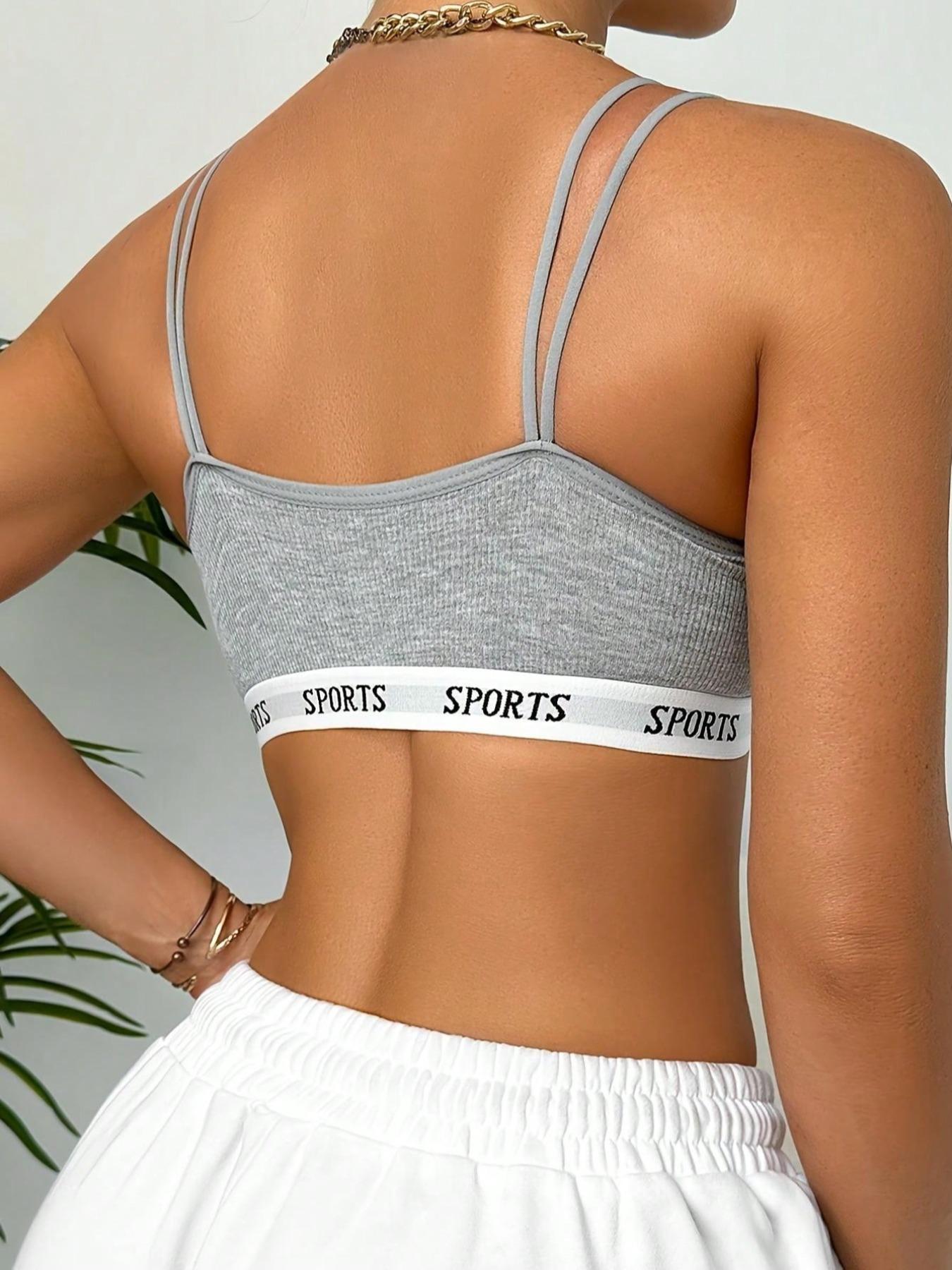 Women's Letter Print Cut Out Lingerie, Push Up Bra, Casual Comfort Breathable Double Strap Bra For Lady Daily Wear, Lingerie for Women, Womenswear, Ladies Back To School Underwear For All Seasons Daily Wear, 90s Clothes