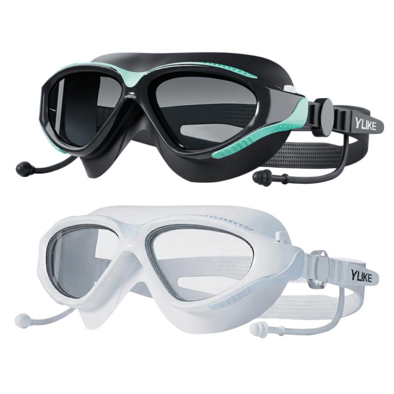 1/2 Pack YUKE Swim Goggles with Attached Ear Plugs - Anti-Fog, No Leak, UV Protection Swimming Goggles for Adults Men & Women
