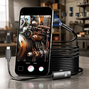 1920P HD Industrial Automotive Borescope Kit with Semi-Rigid Panoramic & C-Shaped Dual Probe, 8-Core LED Smart Camera, Plug & Play for Phone/PC, iOS Android Windows MacOS, IP67 Waterproof for Car Pipe Machinery Inspection.