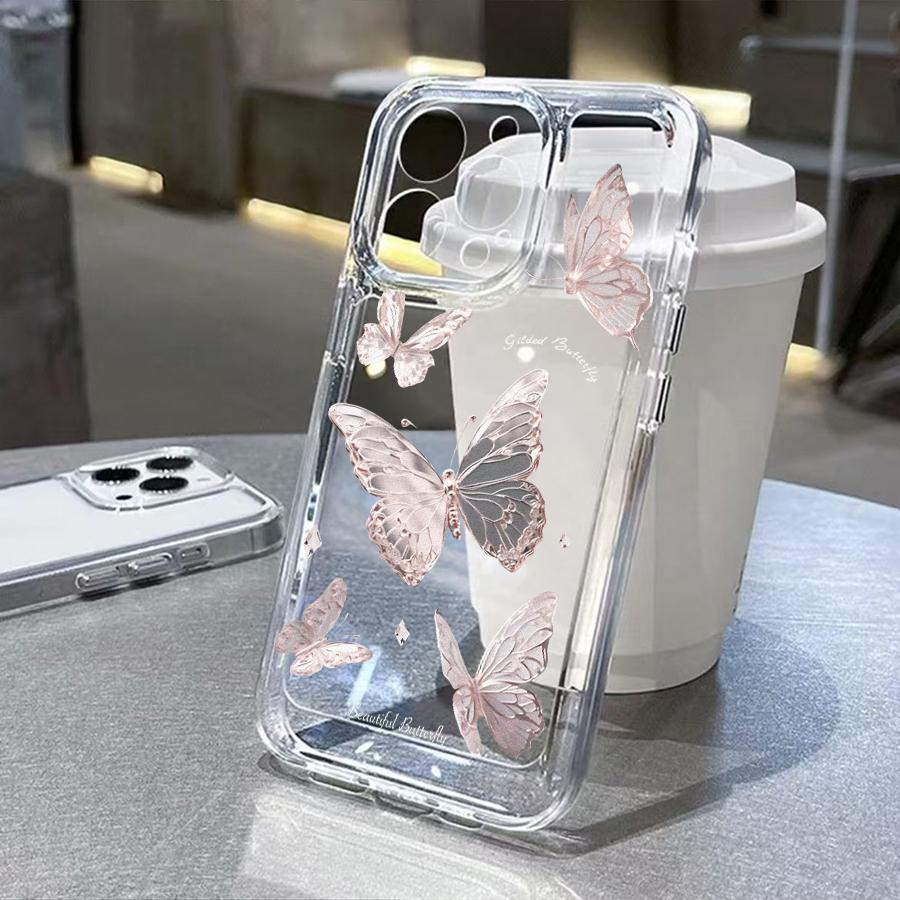 Butterfly Phone Case For Iphone 11 12 13 14 15 16 17 Pro Max Plus 17Air Transparent Simple Perfection Soft Cute Case Cover