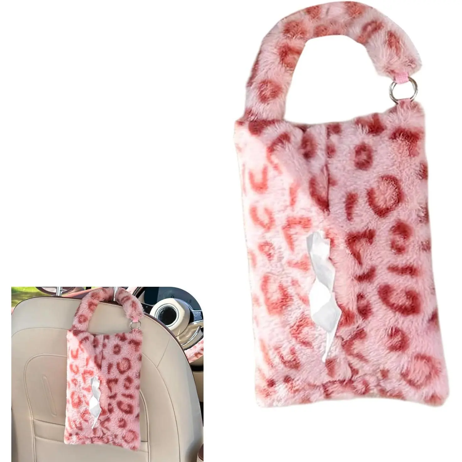 Leopard Print  Tissue Box,  Cute Plush  Tissue Holder,  Design 7.09" x 10.63" Tissues Storage Box,  for   ()