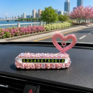 New Women's Car Decor, Romantic Heart Dashboard Ornament, Fashionable Large Diamond Parking Sign, Practical Car Gift for Friends and Family