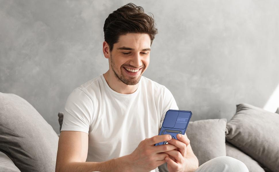 for Samsung Galaxy A16 5G Case with Camera Lens Cover HD Screen Protector, Dual Layer Military-Grade Drop Tested Magnetic Ring Holder Kickstand Protective Phone Case for Samsung Galaxy A16 5G (Navy)