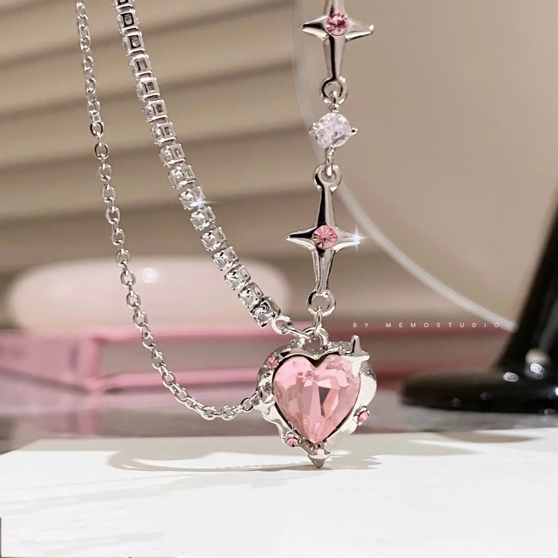 1pcs Glamour Heart Star Necklace Golden Twist Heart Necklaces Pink Pendant Necklace Pickleballnecklacekendra Necklaces Lover Sugar Necklace Marlu Jewelry Dropnecklace