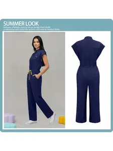 Clinical Scrub Doctor Nursing Uniforms Sleeveless Pocket Pet Hospital Workwear Multifunctional Care Clothing Accessories Nurse Dress Up Costume Multicolor Jumpsuit