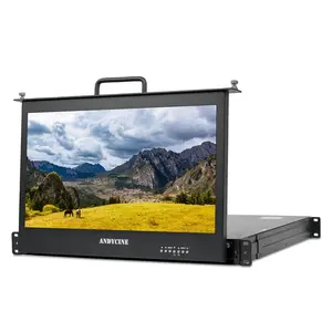 ANDYCINE C173S4 17.3 Inch 1RU Pull Out Rack Mount Broadcast LCD Director 1920x1080 Resolution 4K HDMI 3G-SDI Input and Output Broadcast Production Monitor,Desktop Directors Monitor with YPbPr, Video