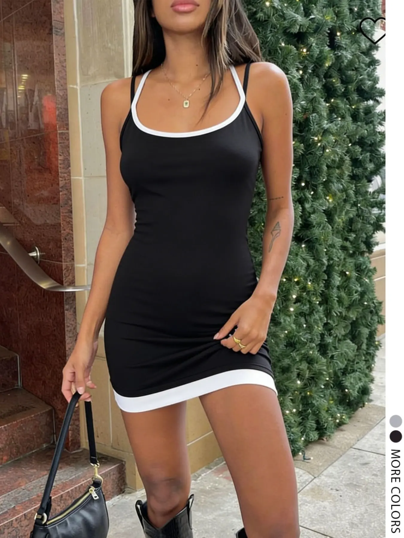 Lw-Sherowear Women's Fashion Casual Colorblock Hem False Two-Piece Halter Tie Mini Dress, Stylish and Comfortable Summer
