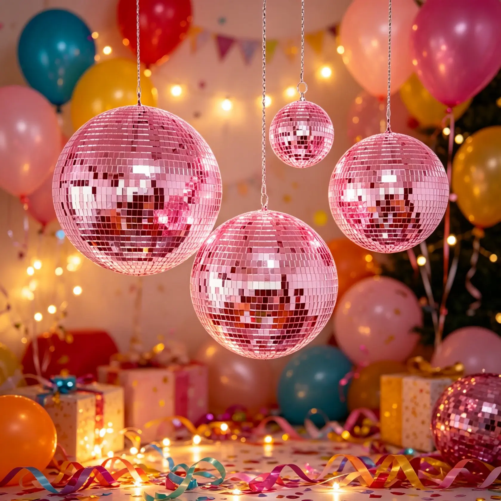 Disco Ball Decoration Set, 5cm/10cm/20cm Sizes, Reflective Glass Mirror Balls with Hanging Rope, Ideal for Parties, Weddings, Holidays, Festival Decorations, Ornaments, Party Accessory