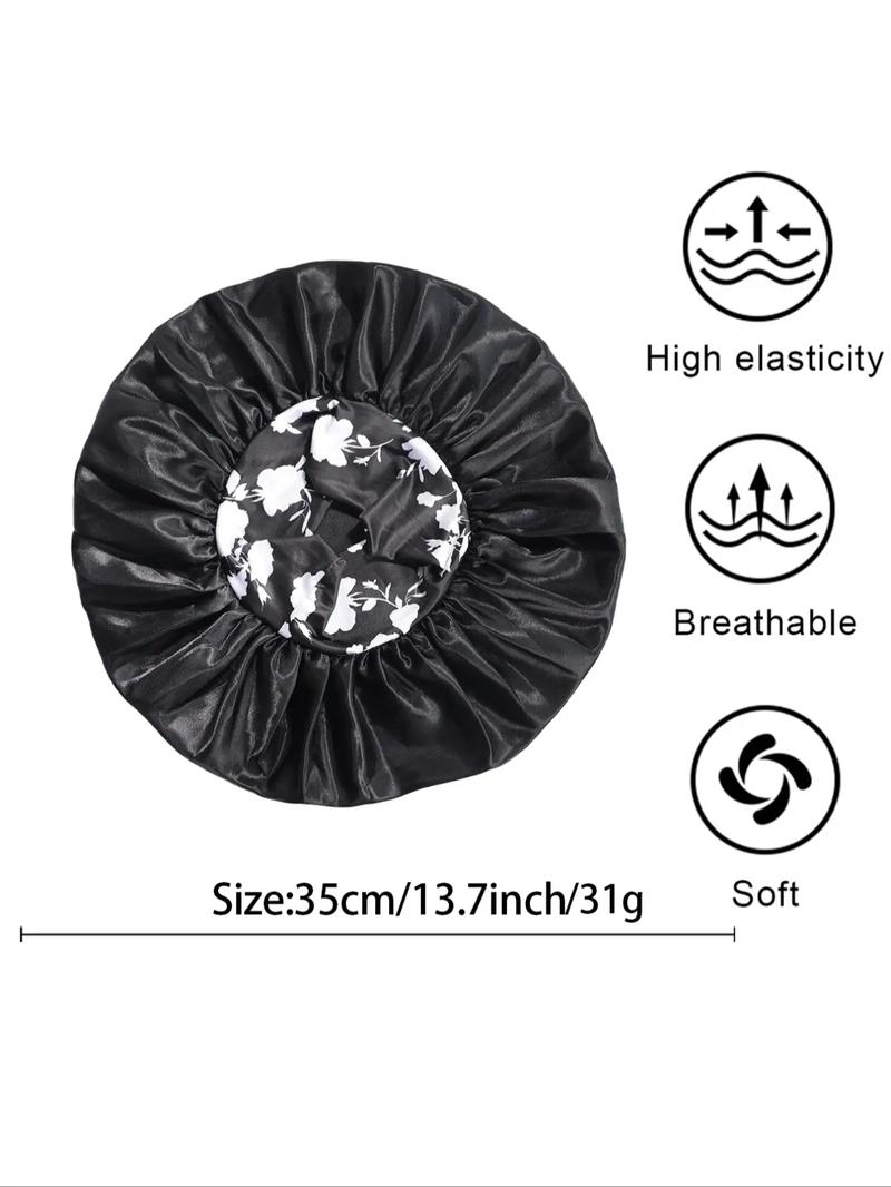 Women's Plain Color Bonnet (4pcs), Casual Fashion Ditsy Floral Print Wide Band Bonnet, Soft Comfortable Sleeping Bonnet for Women & Girls, Bonnets for sleeping