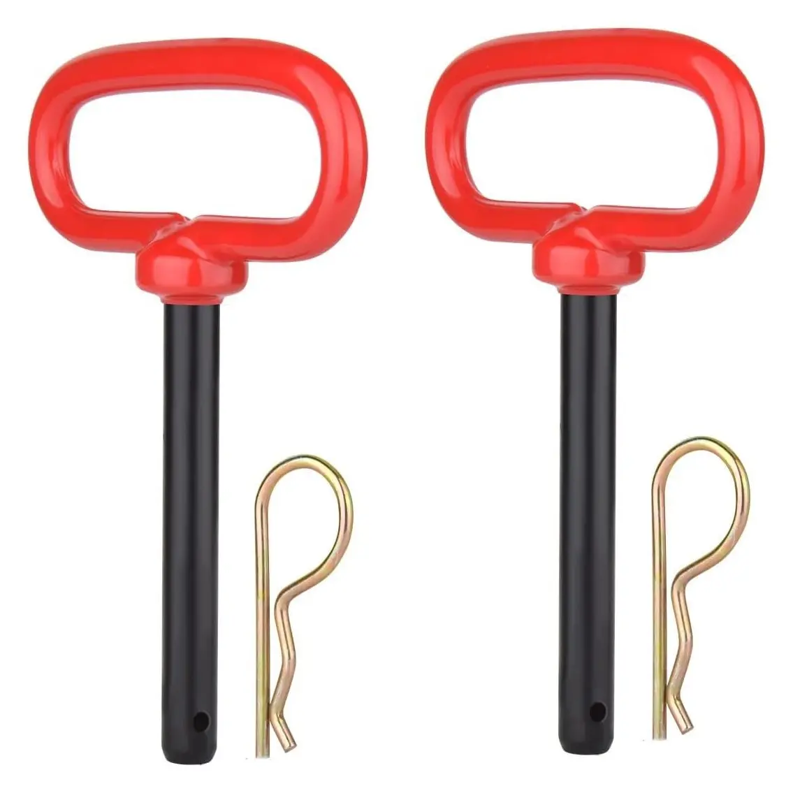 3/8" x 4" Trailer Hitch Pin with Clip, Red Handle Clevis Pin for Tractors, 2 PackGift
