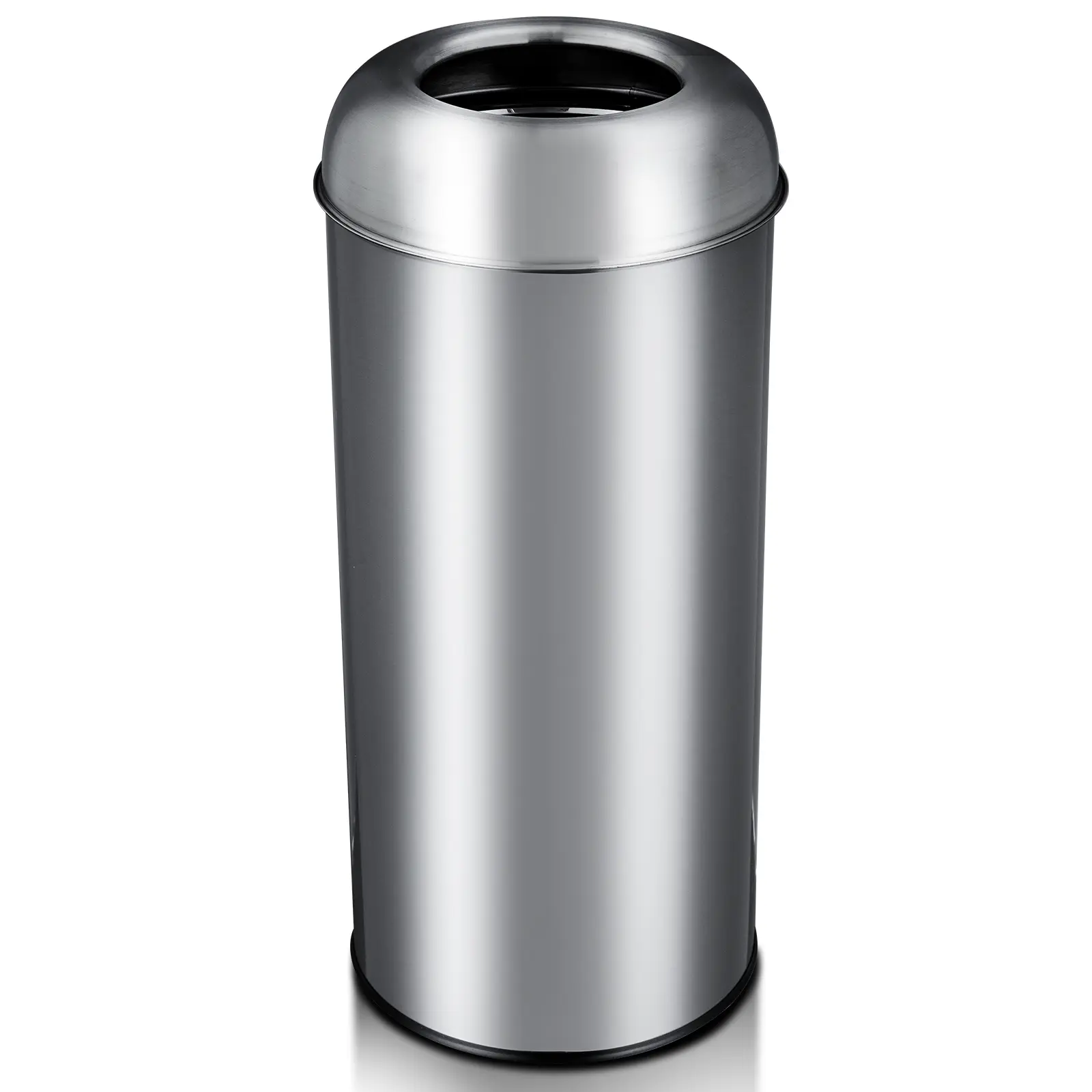 Commercial Grade 17 Gallon (65L) Stainless Steel Trash Can – Open Top Waste Bin – Heavy Duty, Fingerprint-Resistant, Reinforced Base – Industrial Recycling Container