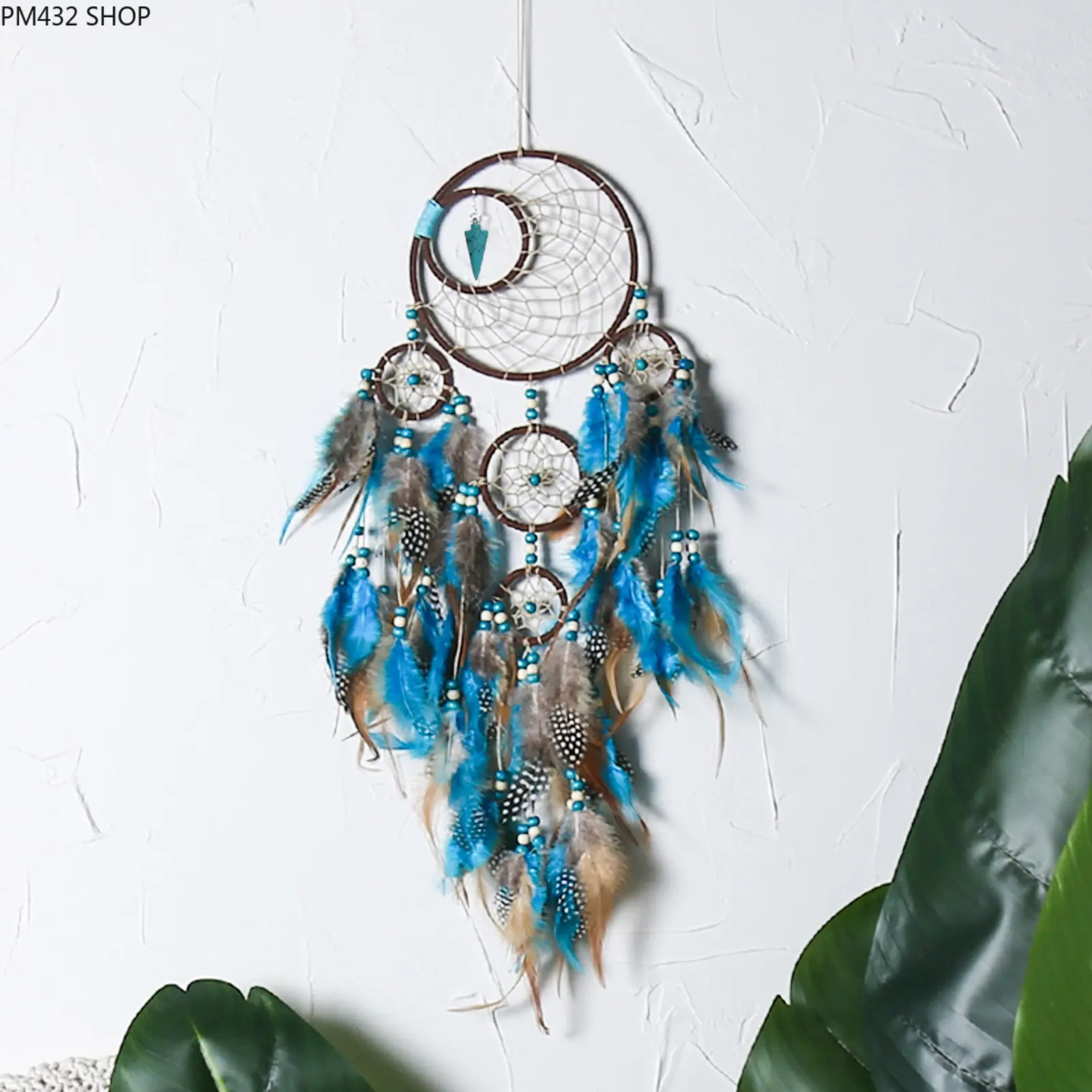 Dream Catcher Wall Hanging Feather Bullet Pendant – Boho Dreamcatcher Home Decor, Handmade Style Wall Art Decoration, Aesthetic Room & Bedroom Hanging Ornament Gift
