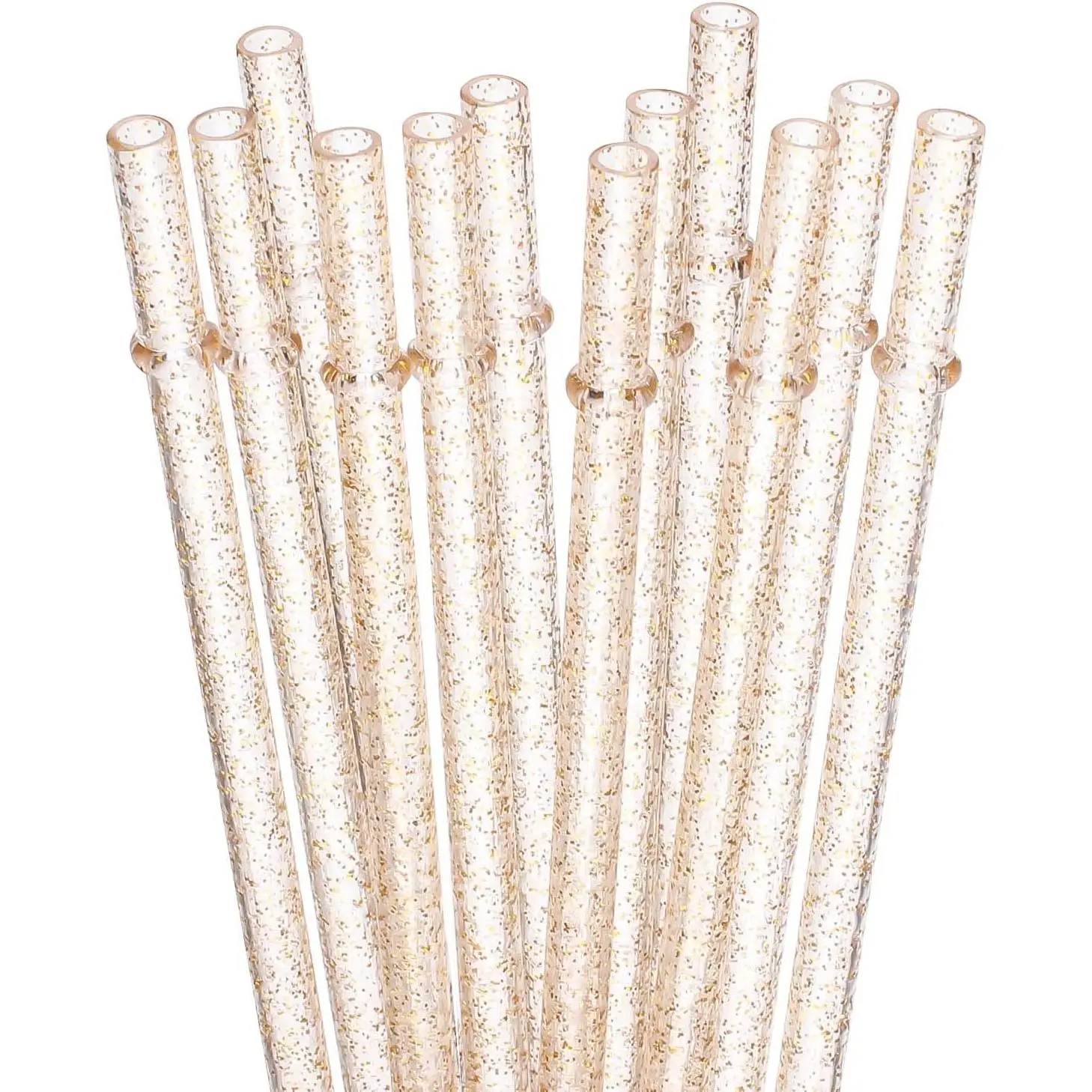 12 count 11 Inch  Straws  Glitter Plastic Drinking Straw Plus  Cleaning Brush (11 Inch,Clear  Glitter)