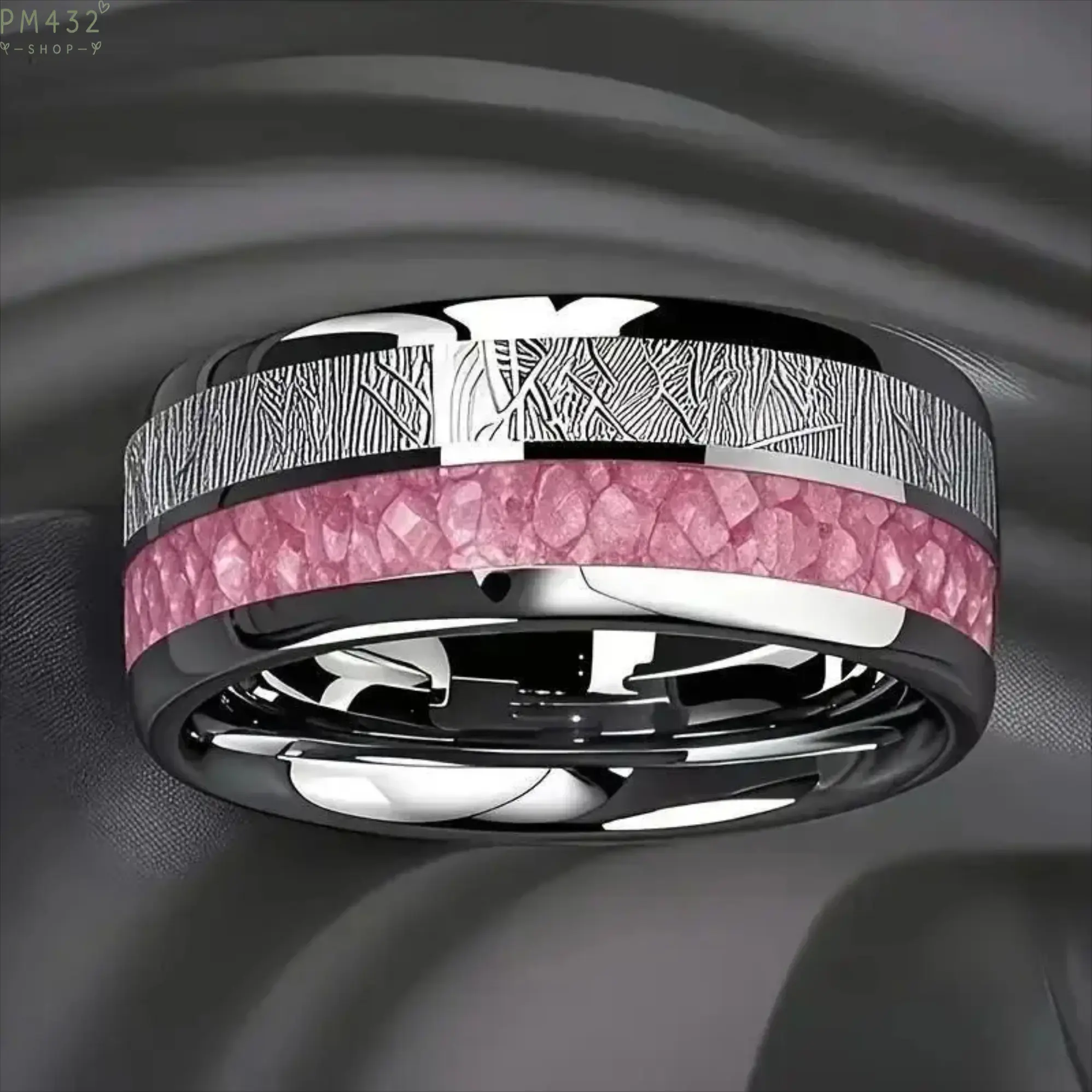 Pink Rose Inlay Ring for Women, Romantic Floral Stainless Steel Band with Anti Tarnish Finish, Elegant Comfort Fit Rose Design Jewelry, Minimalist Fashion Ring for Daily Wear, Anniversary, Birthday Gift & Special Occasions