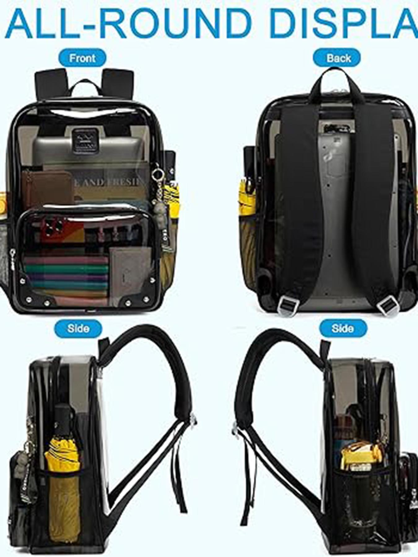 Clear Backpack with Lunch Bag & Pencil Case, Large Capacity Travel Backpack, Casual Sporty Backpack for Women & Men, Organized Daypack