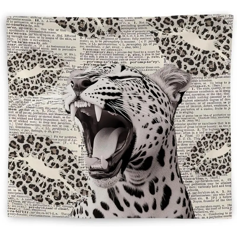 Retro Trendy Trippy Leopard Tapestry Wall Hangg, Cheetah Leopard Room Decor, Vtage Funky Cheetah Prt Lips Wall Blanket Decor, Modern Wall Decor for Girls Bedroom Dorm Apartment Livg Room Home